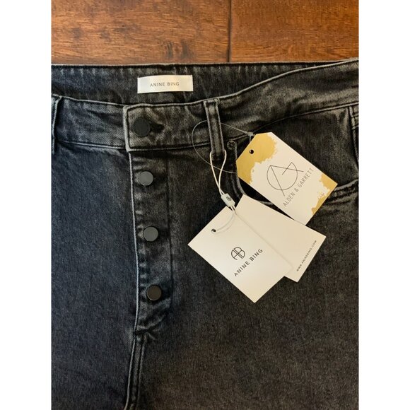 Anine Bing Black Acid Charcoal Denim Frida Jeans NWT $229, Size 31 - Picture 3 of 7